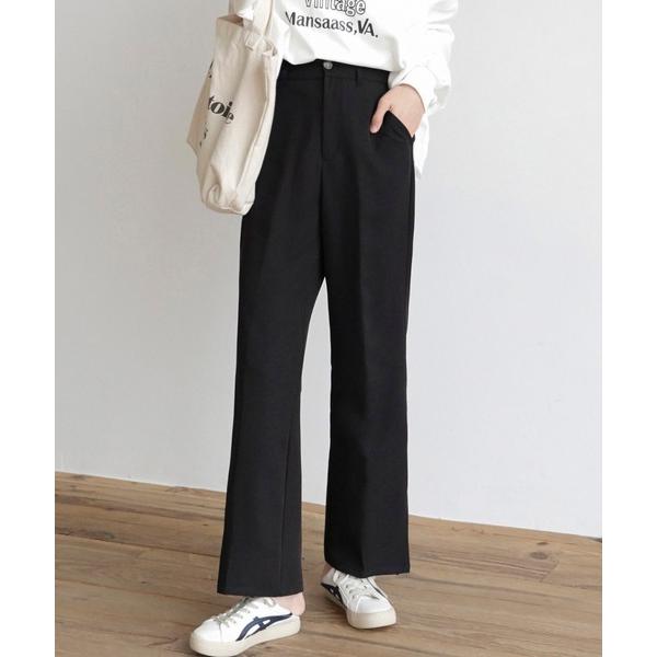 スラックス パンツ 「URGE:」シルエットフレア スリット パンツ レディース