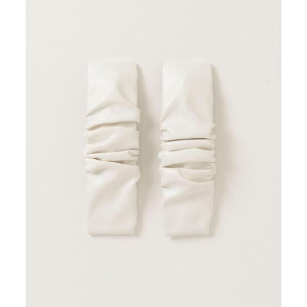 ヘアクリップ フェイクレザーギャザーヘアピン　2個セット