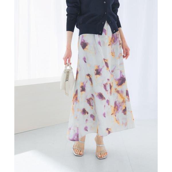 スカート 前後2WAYマーブルプリントフレアスカート