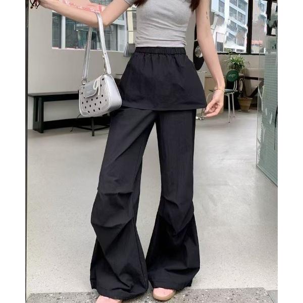 カーゴパンツ レイヤード風ワークスカートパンツ レディース