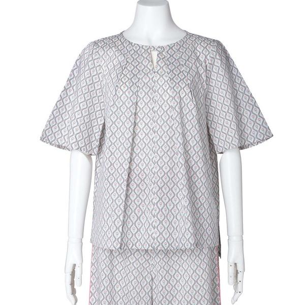 ブラウス シャツ キッドブルー -２５ＬＩＢＥＲＴＹプリント -5分袖トップス -KOBN345 -...