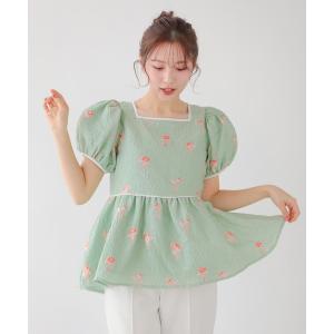 Fit more（フィットモア） ボーダーフリルトップス レディース