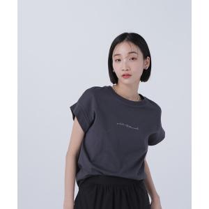 tシャツ 半袖 切替スリーブロゴＴシャツ レディース