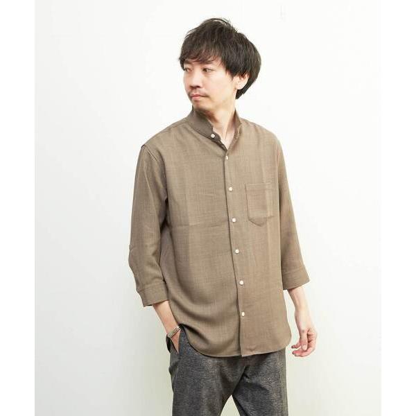 シャツ リフラックスバスケットワンピースカラー7分袖シャツ メンズ
