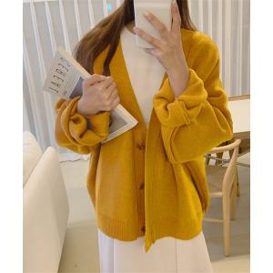「AMOUR BOX」 ニットカーディガン LARGE イエロー レディース