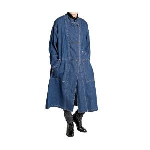 デニムジャケット gジャン デニムロングコート スタンドカラー コットン100% レディース メンズ
