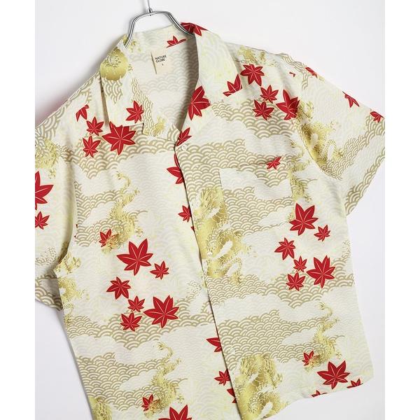 シャツ 和柄 風神雷神 龍虎 金魚 紅葉 オープンカラー 半袖シャツ メンズ レディース
