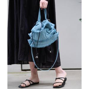 ショルダーバッグ バッグ 「Ampersand / アンパサンド」Denim frilr bag　ME-24006/デニムフリルバッグ/デニム/フリル