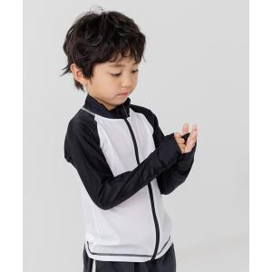 uvカット ラッシュガード 「UVカット90％以上」 無地 ジップアップ 長袖ラッシュガード キッズ 子供 男の子 女の子