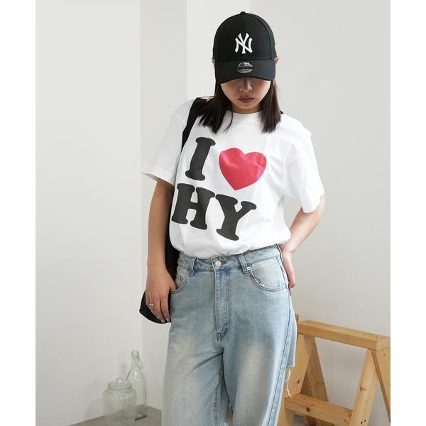 tシャツ 半袖 I LOVE ロゴ コットン Tシャツ レディース