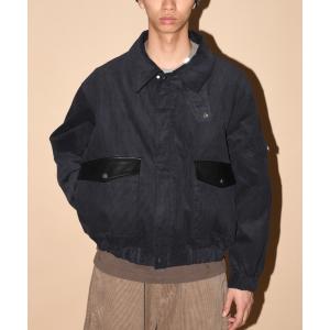 ブルゾン アウター コーデュロイ×フェイクレザージャケット/Corduroy Harrington Jacket メンズ レディース
