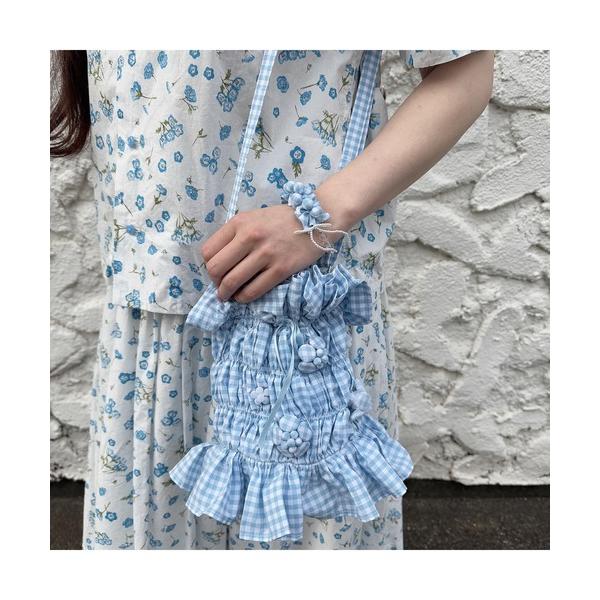 ブレスレット gingham check shibori flower bracelet レディース