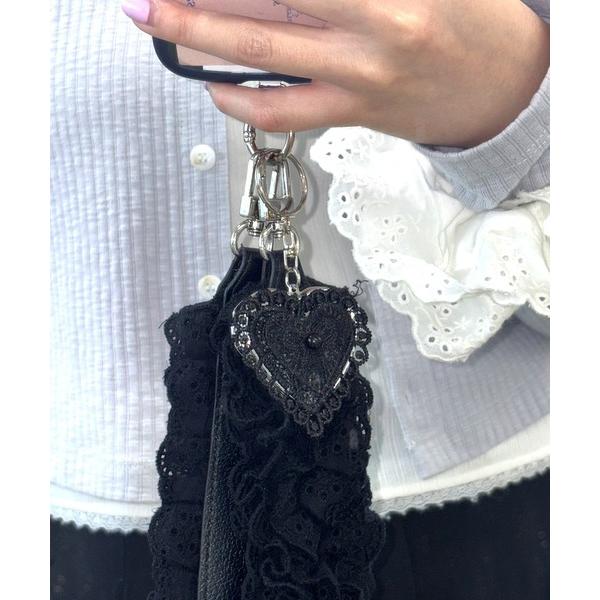 キーホルダー レース刺繍ミラーキーホルダー