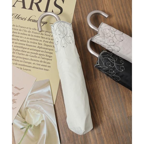 折りたたみ傘 Umbe+晴雨兼用スズラン刺繍ミニ折傘 メンズ レディース