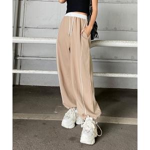 スウェットパンツ ジャージ ウエスト切替ラインスウェットパンツ レディース