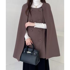 「ECLIN」 ポンチョコート L モカ レディース