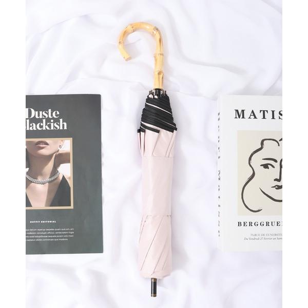 折りたたみ傘 無地裾パイピングショートワイド傘 竹手元 レディース