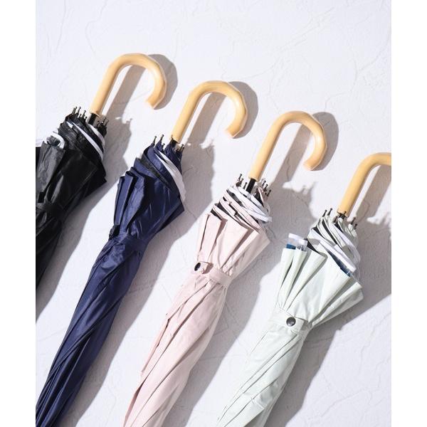 折りたたみ傘 無地＆裾ドットプリント・ボーダー トランスフォーム傘 レディース