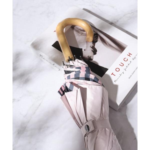 折りたたみ傘 無地＆チェックプリントトランスフォーム傘 レディース