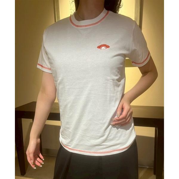 tシャツ 「Sanrio/サンリオ」天竺 BOXシルエット 配色ステッチ/ワンポイント刺繍 半袖Ｔシ...