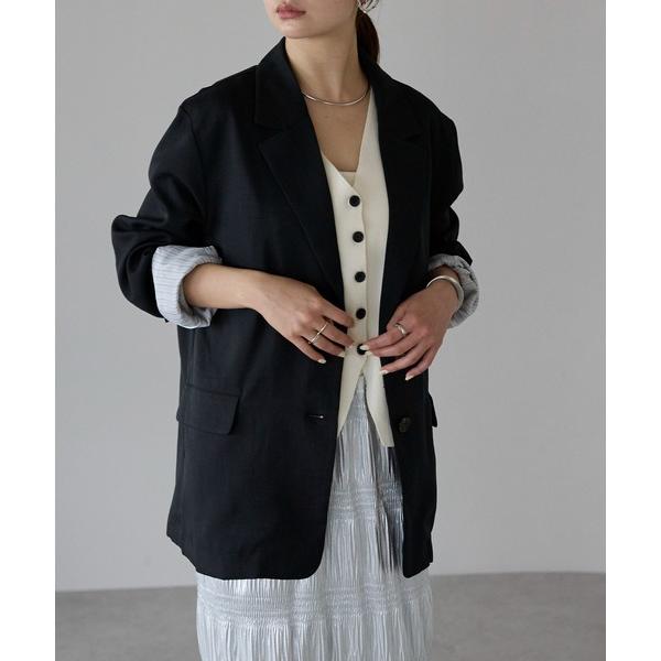 ジャケット テーラードジャケット 「セットアップ対応」リネンタッチ　テーラードジャケット レディース