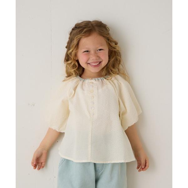 ブラウス シャツ サッカーストライプバルーンスリーブブラウス キッズ 子供服 女の子