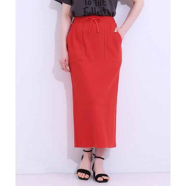 スカート 「S-LL」ウエストゴムで楽ちん カットリブナロースカート