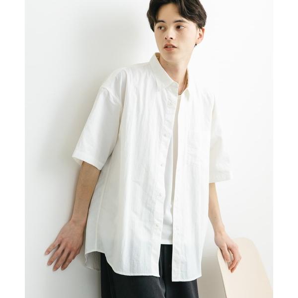 シャツ ナイロンレギュラーカラールーズショートスリーブシャツ メンズ