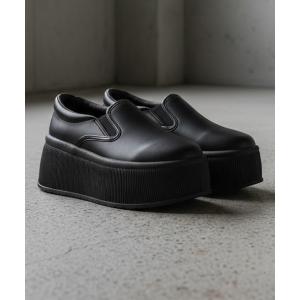 スリッポン +7.5cm 軽量厚底 ボリュームソールスリッポンスニーカー コートスニーカー レディース メンズ