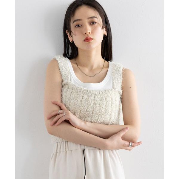 ベスト ジレ ラメフェザーヤーンビスチェ レディース