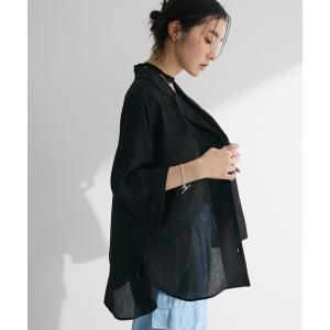 ブラウス シャツ 開襟シアージャケット風シャツ ...の商品画像