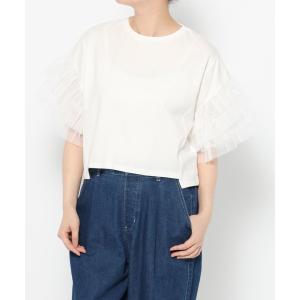 tシャツ 「daily CLIP」袖チュールカットプルオーバー レディース