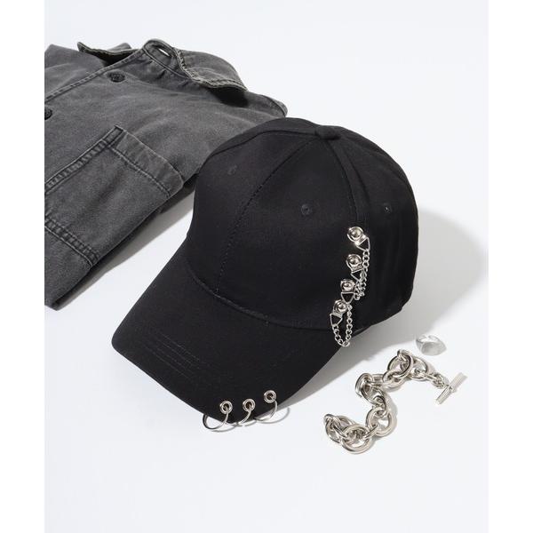 キャップ 帽子 バーベルピアス＆チェーンベースボールキャップ メンズ レディース