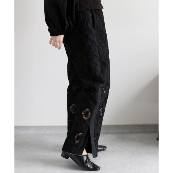 パンツ 「セットアップ対応」コットンレース刺繍イージーパンツ レディース