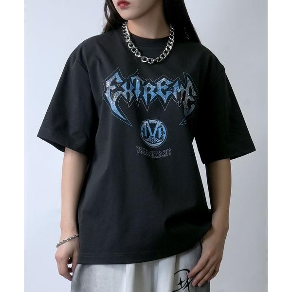 tシャツ 「MADE EXTREME」rhinestone designs T-shirts/ライン...