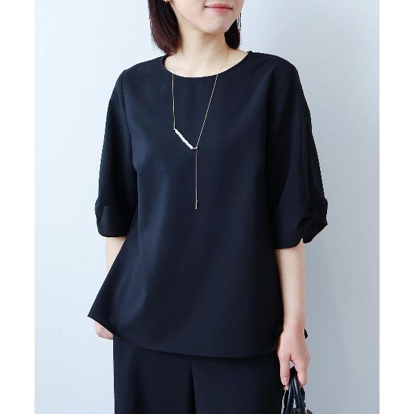 ブラウス シャツ 「イージーケア」「セットアップ」「L〜5L 大きいサイズ」リネンライク変形スリーブ...