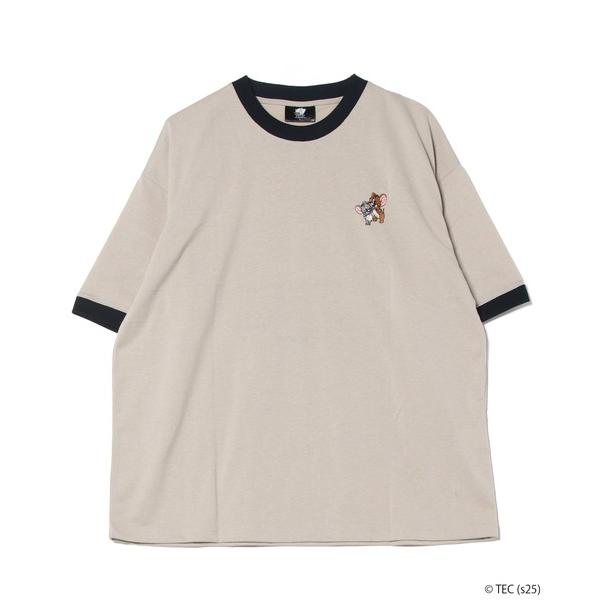 tシャツ 「公式」トムとジェリー　リンガー配色バック刺繍Ｔシャツ レディース メンズ