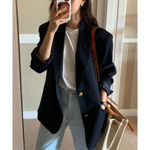 ジャケット テーラードジャケット シングルブレストゴールド釦ブレザー レディース