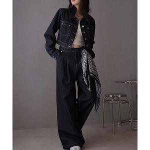 セットアップ 「セットアップ」デニムジャケット＆デニムパンツ スカーフ付き レディース