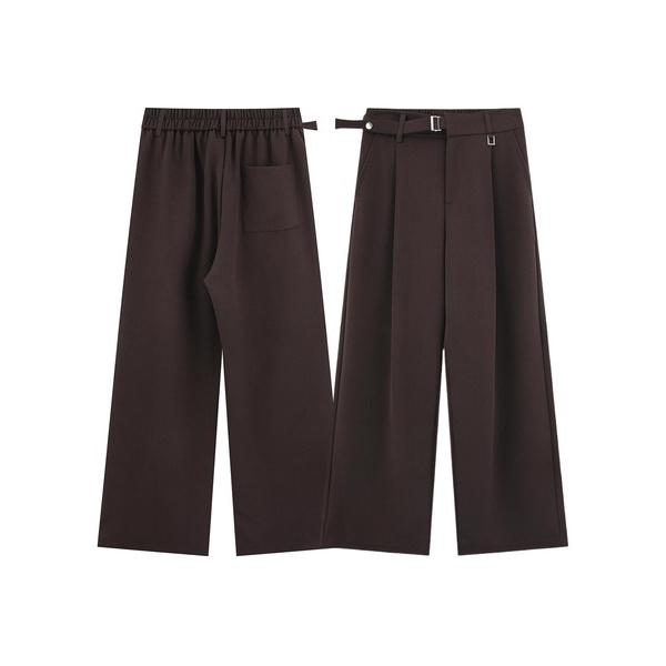 スラックス 調節ベルト付きワイドタックスラックスパンツ メンズ