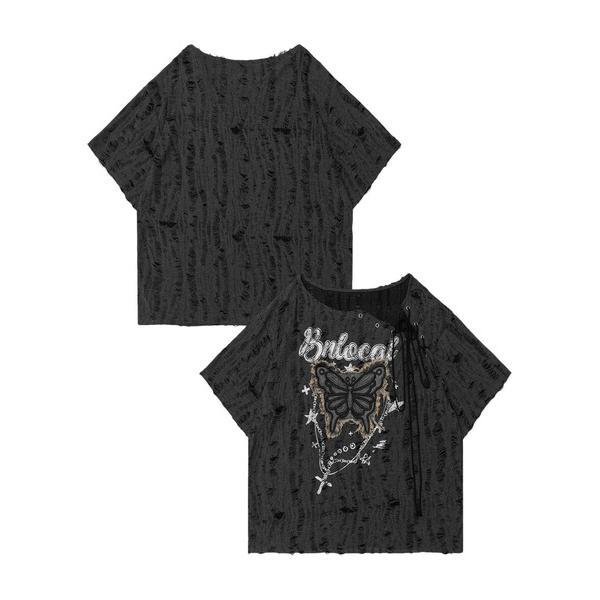 tシャツ ダメージバタフライTシャツ (SS) レディース