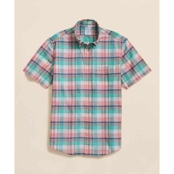 シャツ コットン　マドラスチェック　ショートスリーブ　カジュアルシャツ　Regular Fit メン...