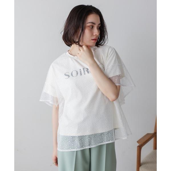 tシャツ レースレイヤードロゴプルオーバー レディース