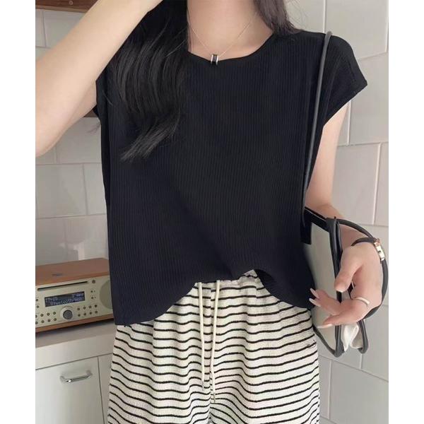 ベスト ジレ 「aimoha」フロントリブデザインノースリーブトップス (SS) レディース