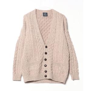 「aran WOOLLEN MILLS」 ニットカーディガン MEDIUM グレイッシュベージュ メンズ