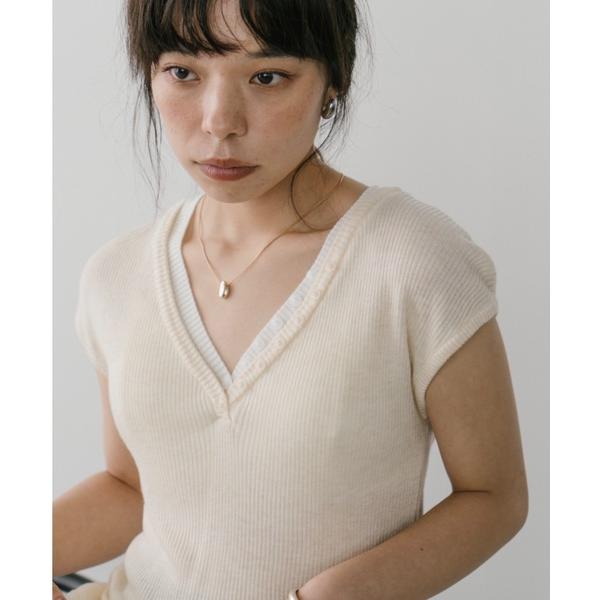 ニット セーター レイヤードライクリブトップス レディース