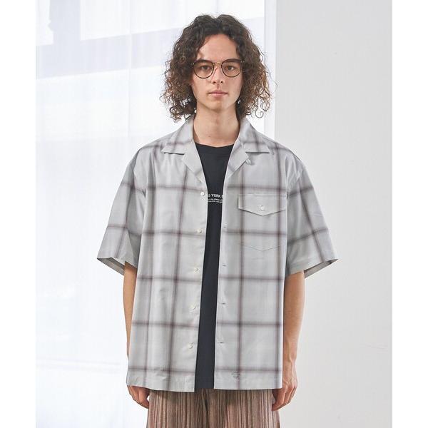 シャツ 「UNISEX」オンブレーチェック オープンカラーシャツ メンズ