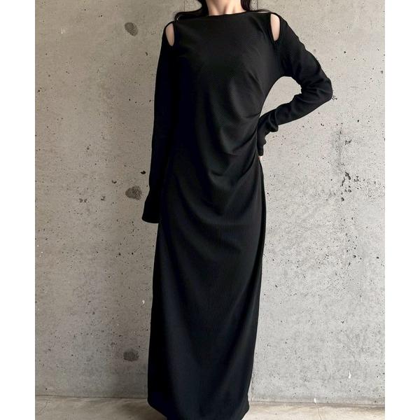 ワンピース オープンショルダーリブワンピース