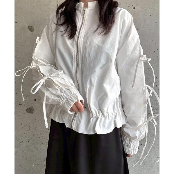 ブルゾン アウター ギャザーリボンブルゾン レディース