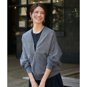カーディガン 麻混ホールガーメントカーディガン レディース